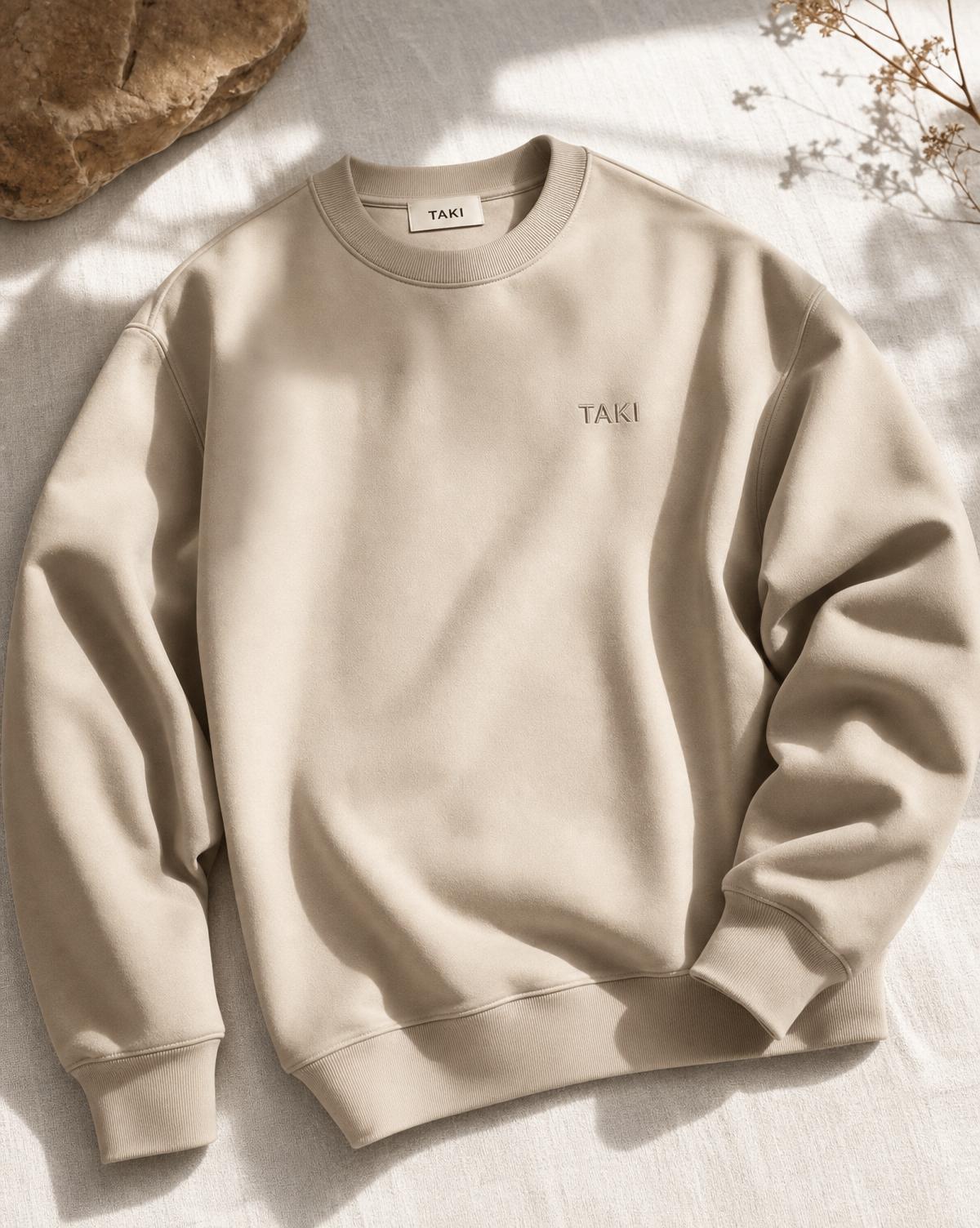 TAKI Essential Crewneck — stone